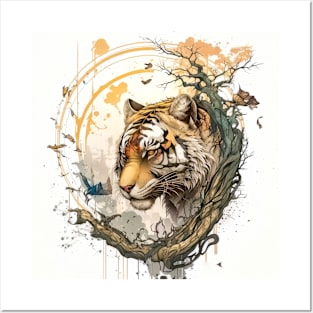 Tiger Portrait Animal Painting Wildlife Outdoors Adventure Posters and Art